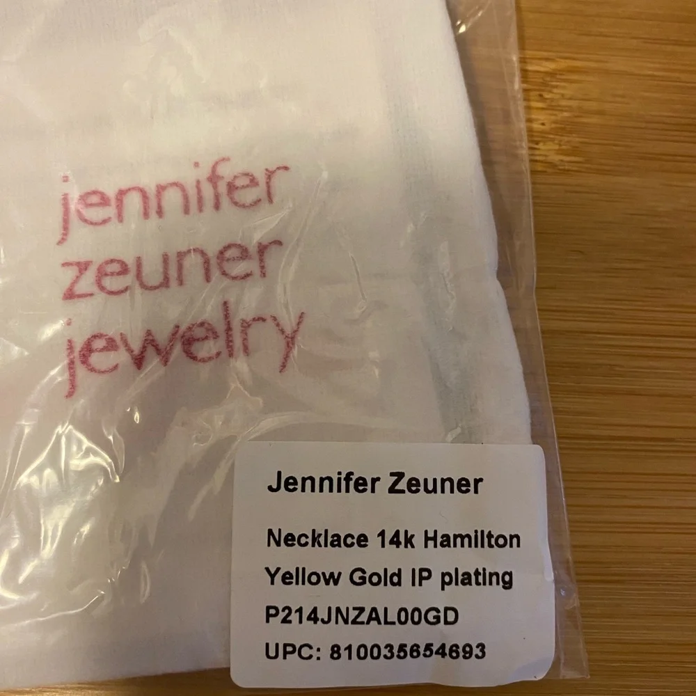 NWT Jennifer Zeuner Hamilton Necklace 14K Yellow Gold Plated